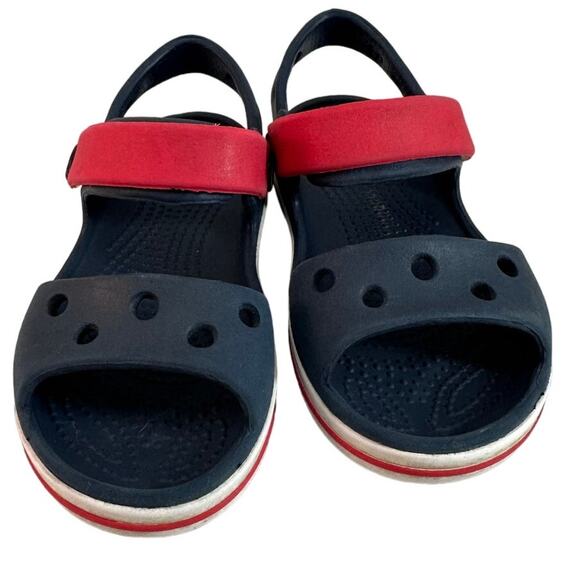 Kids crocs sandals blue red white size 8 Preowned - Picture 3 of 5